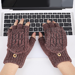 Зимние вязаные перчатки-трансформеры из шерсти альпаки и спандекса AJEW-WH20042-30A