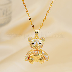 Элегантные ожерелья с подвеской в виде мини-медведя из прозрачного кубического циркония WF3918