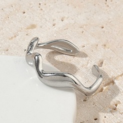 Offene Manschettenringe aus Edelstahl 304 für Damen&nbsp;RJEW-L341-07A-P