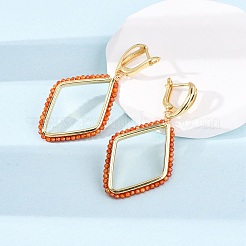 Серьги-кольца из латуни с кубическим цирконием и ромбами EJEW-L303-02G