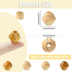 100 шт. 2-цветные двухконусные необработанные бусины из натурального дерева&nbsp;WOOD-YW0001-78