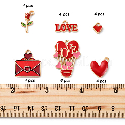 24 шт. 6 стиля подвески из сплава и эмали на тему Дня святого Валентина ENAM-FP0002-12