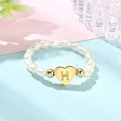 Anillos de dedo con perlas naturales de agua dulce y cuentas de acero inoxidable 304&nbsp;RJEW-FS00001-08