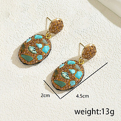 Винтажные серьги-гвоздики из натуральной бирюзы&nbsp;RA9343