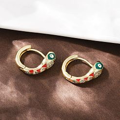 Латунные микро проложить серьги обруча кубического циркония EJEW-B146-02G-05