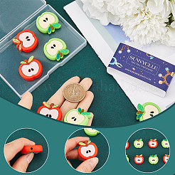 10 шт. 2-цветные бусины из экологически чистого пищевого силикона с рисунком яблока SIL-SC0001-58