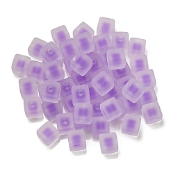 つや消しアクリルヨーロピアンビーズ  二層ビーズ  キューブ  ミディアム蘭  13.5x13.5x13.5mm  穴：4mm&nbsp;OACR-G012-14H
