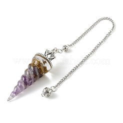 Pendentifs de radiesthésie en résine avec éclats d'améthyste naturelle à l'intérieur&nbsp;GG-CBAEAD2-01B