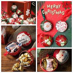 ブリキの丸いボールキャンディー収納記念品ボックス  クリスマスメタルハンギングボールギフトケース  サンタクロース  16x6.8cm&nbsp;CON-Q041-01B