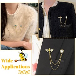 3 шт. 3-х цветные стеклянные броши-цепочки в виде пчелы и прямоугольника JEWB-CJ0001-62