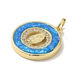 Покрытие стойки латунь микропаве фианиты с подвесками из синтетического опала&nbsp;KK-D088-18G