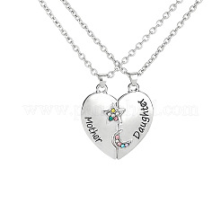 2 шт. ожерелье с подвеской в виде сердца из сплава с разноцветными стразами для матери и дочери на День матери FS-WG01266-03