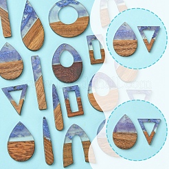 18шт 9 стиля подвески из прозрачной смолы и орехового дерева&nbsp;RESI-FS0001-78