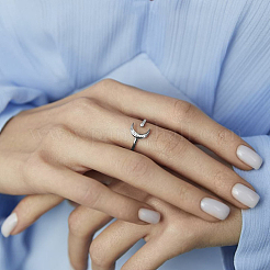 Комплект из ожерелья и кольца из стерлингового серебра со звездой и луной YV6994-5