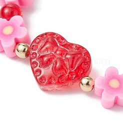 Braccialetti elasticizzati in argilla polimerica con fiori fatti a mano&nbsp;BJEW-JB09825-02