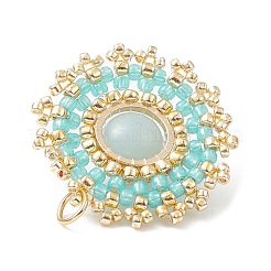 Плоские круглые подвески из натурального амазонита PALLOY-MZ00135-01