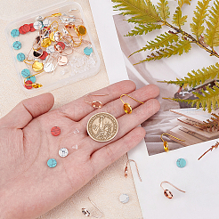 30 шт. двухцветные крючки для сережек из нержавеющей стали марки 304 с плоскими круглыми закрепками FIND-DC0001-12