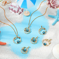 6 шт. 2 стиля латунный микропаве прозрачный кубический цирконий со стеклянными подвесками&nbsp;KK-BBC0019-04