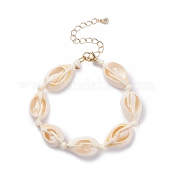 Braccialetto di perline intrecciato con conchiglia di ciprea naturale per donna&nbsp;BJEW-JB08036