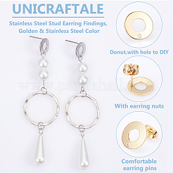 40 шт. 2-х цветная фурнитура для сережек-гвоздиков из нержавеющей стали 304 STAS-UN0055-59