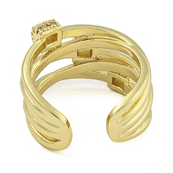 Открытые манжеты из латуни с микропаве и прозрачным фианитом RJEW-Z046-05G-01