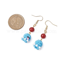 Boucles d'oreilles pendantes en forme de pieuvre en perles de verre faites à la main&nbsp;EJEW-MZ00278-02