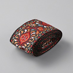 2 ヤードのフラット エスニック スタイル ポリコットン刺繍花柄リボン  ギフト包装用  パーティーの装飾  ペルー  2インチ（51mm）&nbsp;OCOR-WH0078-77D