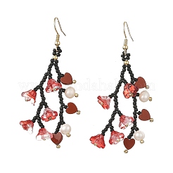 Perle de verre perles dangle boucles d'oreilles&nbsp;EJEW-MZ00770-01