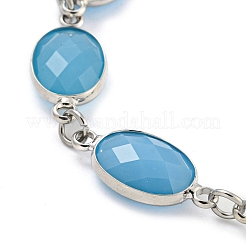 Браслеты-цепочки из овального граненого стекла BJEW-C059-01B-P