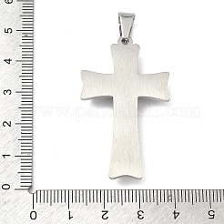 304ステンレススチールとラインストーンのペンダント  クロスチャーム  201ステンレススチール製アイスピックピンチベイル付き  クロス  クリスタル  ステンレス鋼色  45x26.5x5.5mm  穴：10.5x6.5mm&nbsp;STAS-H256-03P