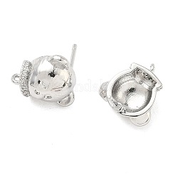 Фурнитура для сережек-гвоздиков с прозрачными кубическими цирконами из латуни с микропаве KK-G547-05P