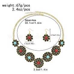 Комплект из ожерелья и сережек с подвеской из искусственной бирюзы в виде цветка FS-WGE93E4-01