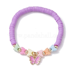 Эластичный браслет Heishi Surfer из полимерной глины с акриловыми бусинами BJEW-JB09916-01