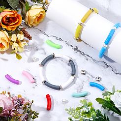 DIY-Armbandbausätze aus gebogenen Acrylröhren und CCB-Kunststoffperlen&nbsp;DIY-DC0003-31B