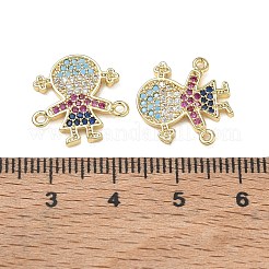 Breloques connecteurs en laiton serties de micro-pavés de zirconiums cubiques colorés pour la création de bijoux&nbsp;CU-CBAAA59-01G-06