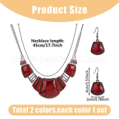 2 set di 2 orecchini pendenti a trapezio in resina colorata con perni in ferro e collana con ciondolo&nbsp;SJEW-FI0001-28