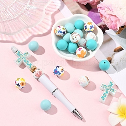 22шт силиконовые фокусные бусины&nbsp;SIL-YW0002-51B