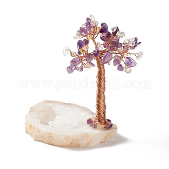 Améthyste naturelle avec éclats de citrine et décorations d'affichage de piédestal en cristal de quartz naturel&nbsp;DJEW-G027-12RG-01