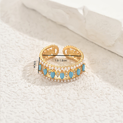 Регулируемые манжеты в стиле бохо с микропаве из латуни и кубическими цирконами для женщин EM2078