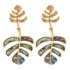 Серьги-гвоздики из нержавеющей стали 304 и ракушек для женщин&nbsp;EJEW-Z065-02G-02