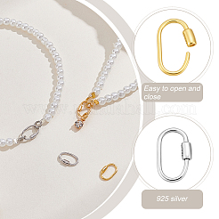 4 Stück 2-farbiger Karabinerhaken aus Sterlingsilber mit Verriegelung&nbsp;STER-GA0001-35C