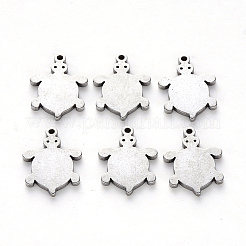 変色しにくい304ステンレススチールチャーム  レーザー切断  カメ  ステンレス鋼色  14x10.5x1mm  穴：1mm&nbsp;X-STAS-N092-76