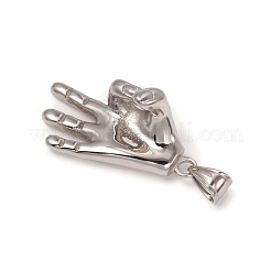 304ステンレススチールASLペンダント  いいジェスチャー  ミックスカラー  39.5x18x18mm  穴：8x5mm&nbsp;STAS-I132-13
