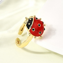 Латунные эмалевые регулируемые открытые манжеты для женщин RJEW-I111-01G-07