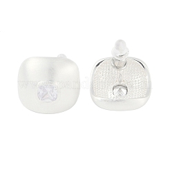 Квадратная латунная серьга-гвоздик&nbsp;LS-EJEW-L288-004S