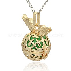 Золотой тон латунь полые круглые подвески KK-J234-04G