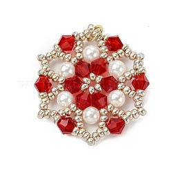 3 шт. подвески-цветы из стеклянных бусин PALLOY-MZ00513