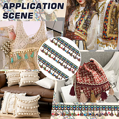 5 ярд полиэстеровой кружевной ленты с кисточками в этническом стиле&nbsp;OCOR-MA0001-07