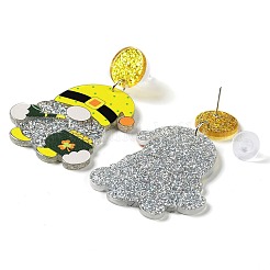 Серьги-гвоздики из сверкающего акрила ко Дню святого Патрика&nbsp;LS-EJEW-P243-A09