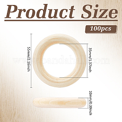 Unfertige Schima-Holzringe für DIY-Accessoires&nbsp;WOOD-WH0002-65A